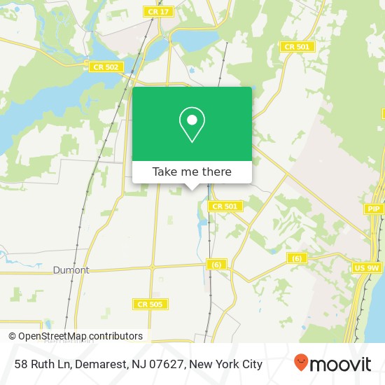 Mapa de 58 Ruth Ln, Demarest, NJ 07627