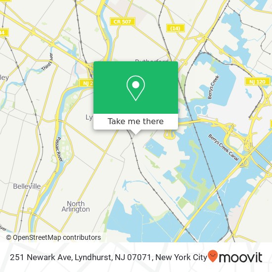 Mapa de 251 Newark Ave, Lyndhurst, NJ 07071