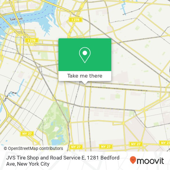 Mapa de JVS Tire Shop and Road Service E, 1281 Bedford Ave