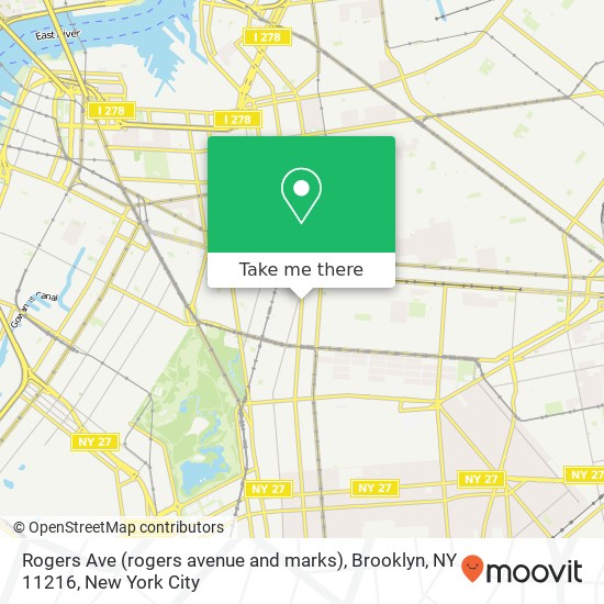 Mapa de Rogers Ave (rogers avenue and marks), Brooklyn, NY 11216