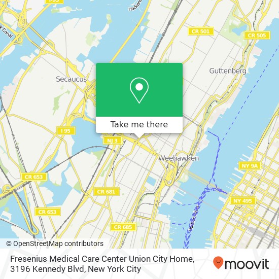 Mapa de Fresenius Medical Care Center Union City Home, 3196 Kennedy Blvd