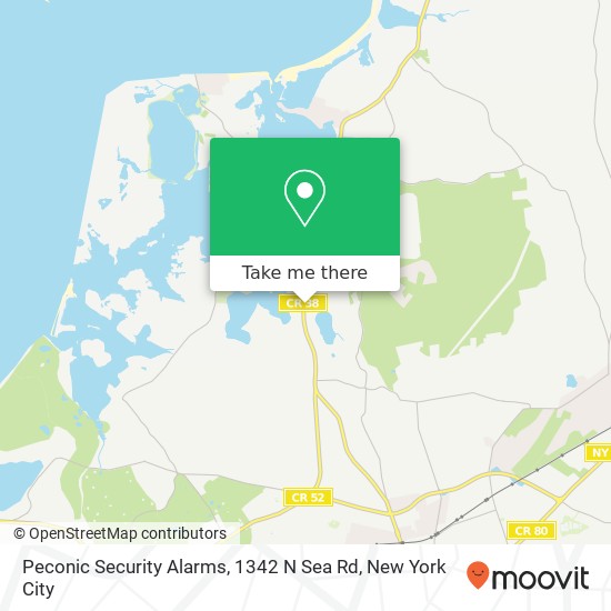 Mapa de Peconic Security Alarms, 1342 N Sea Rd