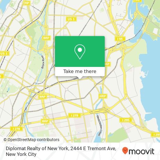 Mapa de Diplomat Realty of New York, 2444 E Tremont Ave