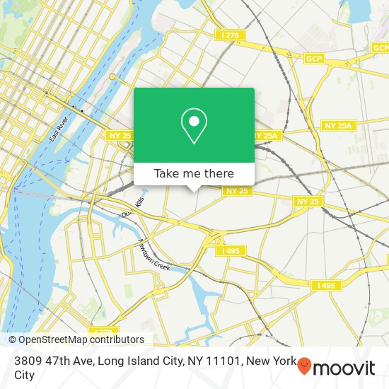 Mapa de 3809 47th Ave, Long Island City, NY 11101