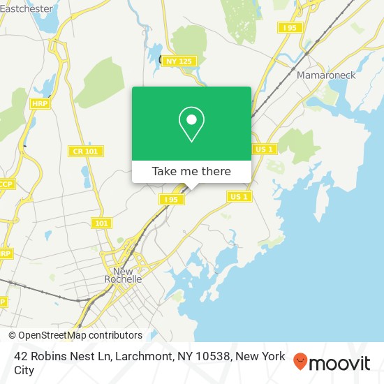 Mapa de 42 Robins Nest Ln, Larchmont, NY 10538