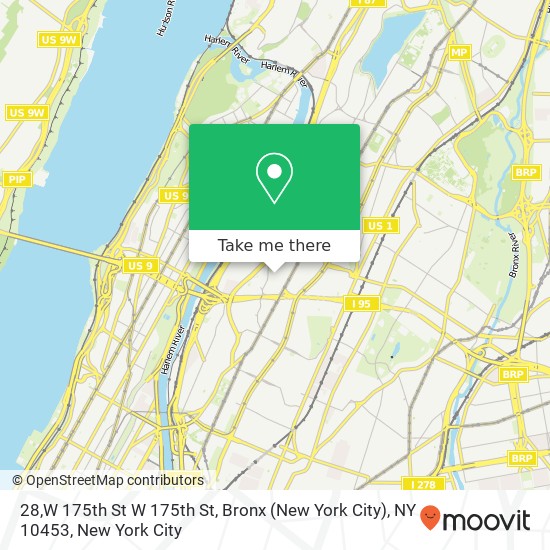 Mapa de 28,W 175th St W 175th St, Bronx (New York City), NY 10453