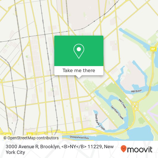 Mapa de 3000 Avenue R, Brooklyn, <B>NY< / B> 11229