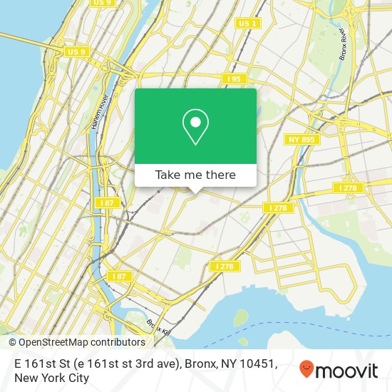Mapa de E 161st St (e 161st st 3rd ave), Bronx, NY 10451
