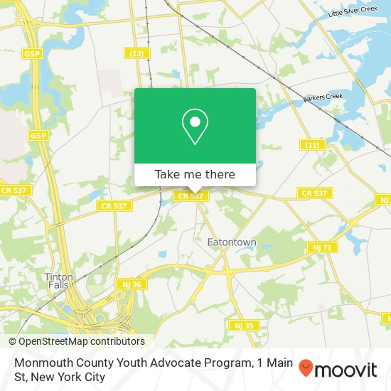 Mapa de Monmouth County Youth Advocate Program, 1 Main St