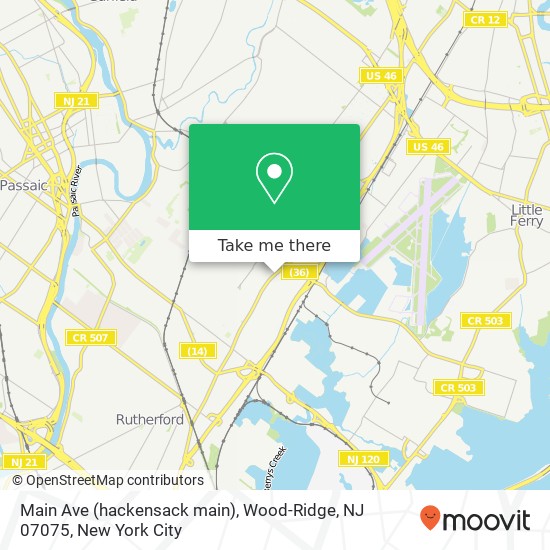 Mapa de Main Ave (hackensack main), Wood-Ridge, NJ 07075