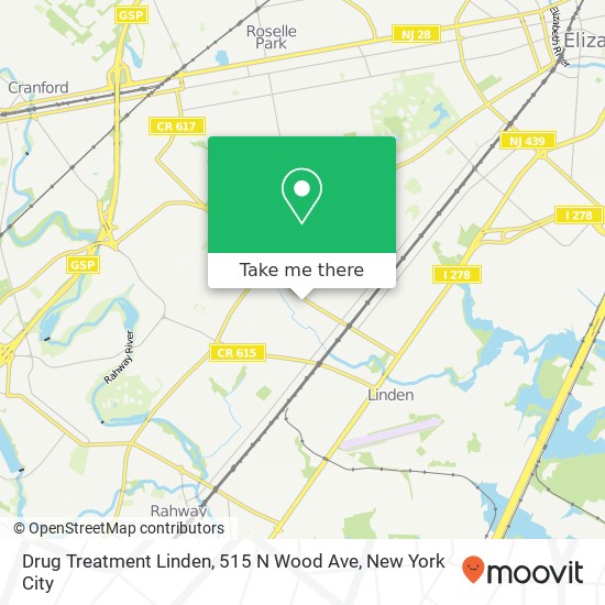 Mapa de Drug Treatment Linden, 515 N Wood Ave