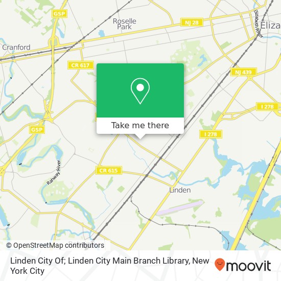 Mapa de Linden City Of; Linden City Main Branch Library