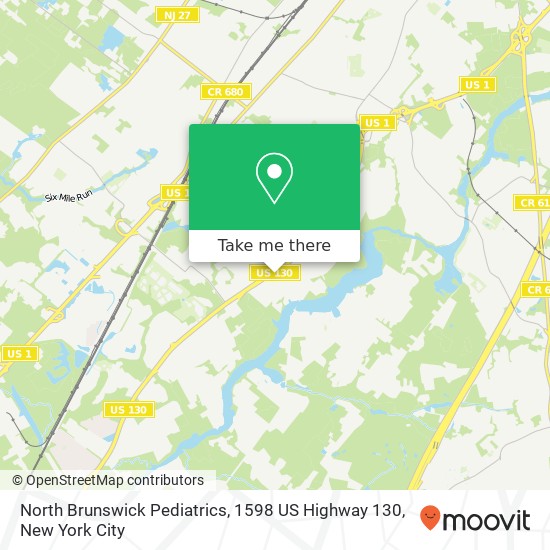 Mapa de North Brunswick Pediatrics, 1598 US Highway 130