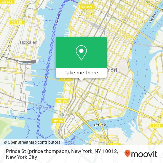 Mapa de Prince St (prince thompson), New York, NY 10012