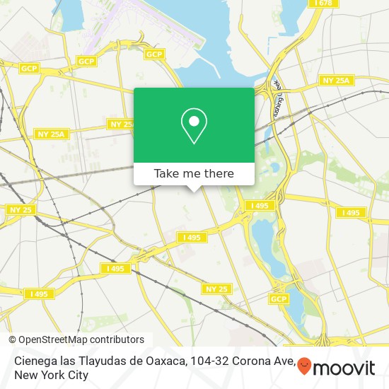 Mapa de Cienega las Tlayudas de Oaxaca, 104-32 Corona Ave