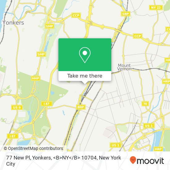 Mapa de 77 New Pl, Yonkers, <B>NY< / B> 10704