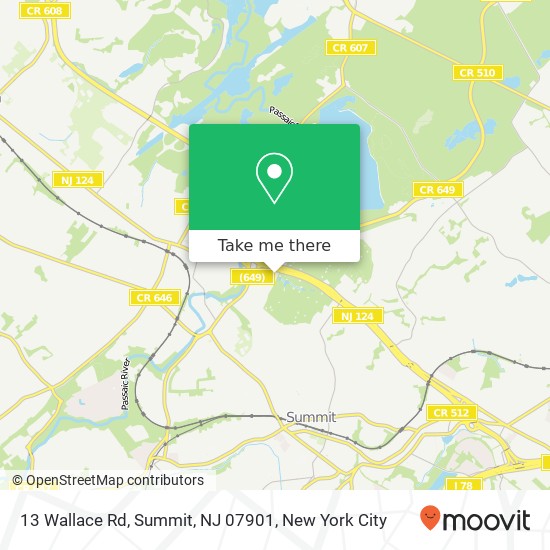 Mapa de 13 Wallace Rd, Summit, NJ 07901