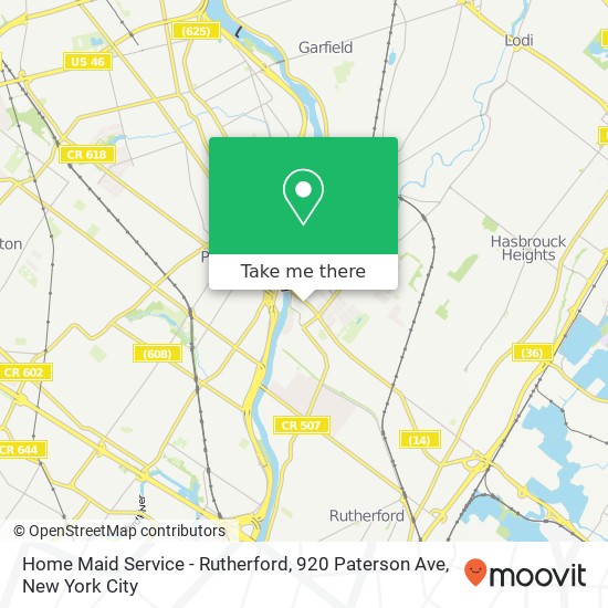 Mapa de Home Maid Service - Rutherford, 920 Paterson Ave