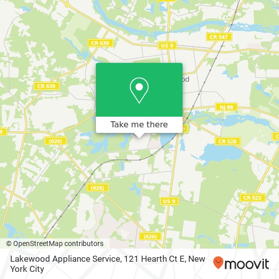 Mapa de Lakewood Appliance Service, 121 Hearth Ct E