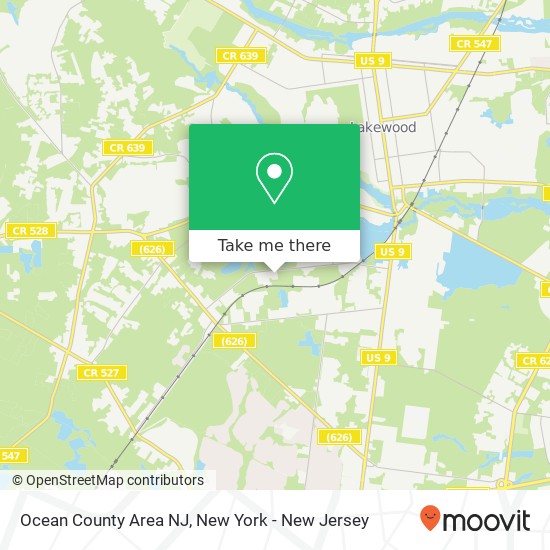Mapa de Ocean County Area NJ