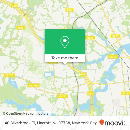 Mapa de 40 Silverbrook Pl, Lincroft, NJ 07738