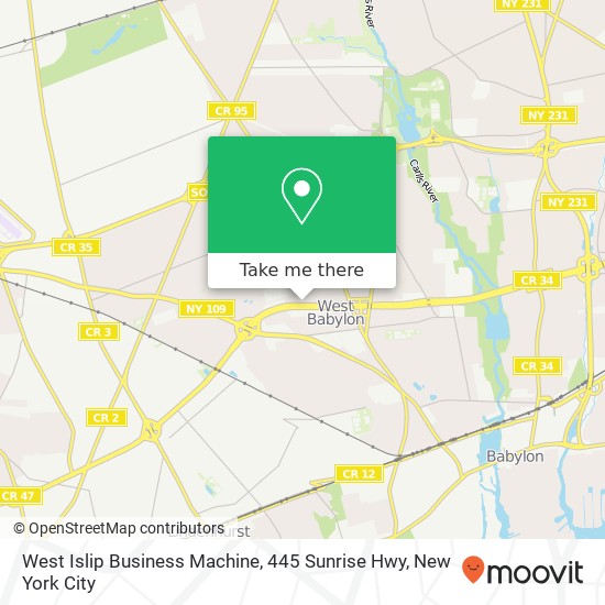 Mapa de West Islip Business Machine, 445 Sunrise Hwy