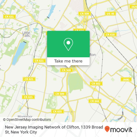 Mapa de New Jersey Imaging Network of Clifton, 1339 Broad St