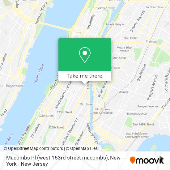 Macombs Pl (west 153rd street macombs) map