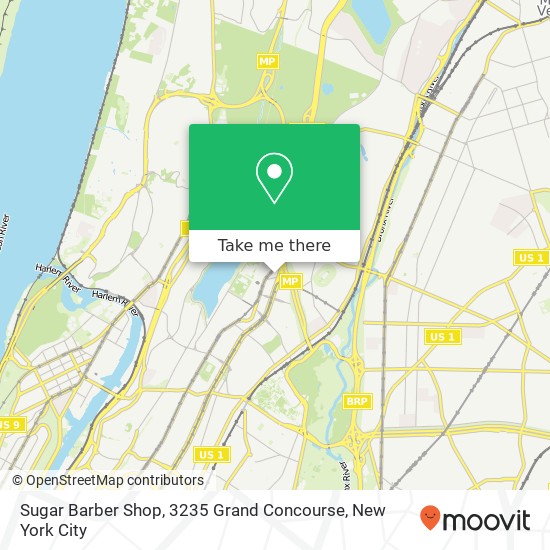 Mapa de Sugar Barber Shop, 3235 Grand Concourse