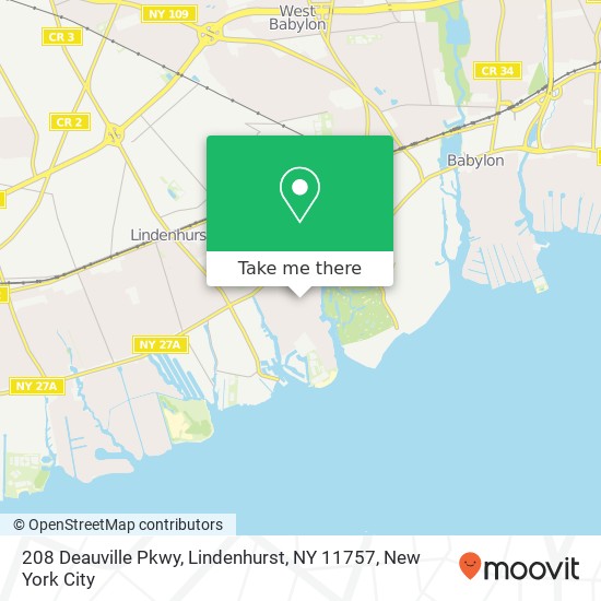 Mapa de 208 Deauville Pkwy, Lindenhurst, NY 11757