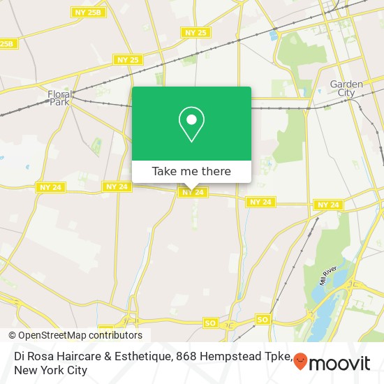 Mapa de Di Rosa Haircare & Esthetique, 868 Hempstead Tpke