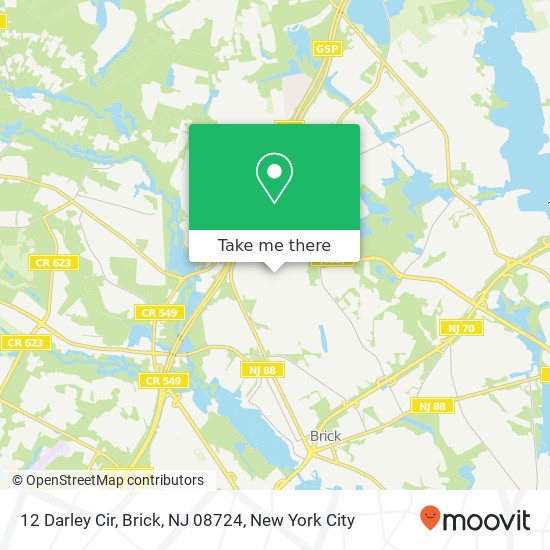 Mapa de 12 Darley Cir, Brick, NJ 08724