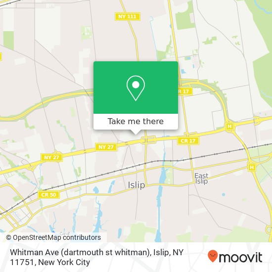 Mapa de Whitman Ave (dartmouth st whitman), Islip, NY 11751