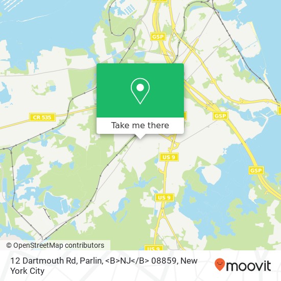 12 Dartmouth Rd, Parlin, <B>NJ< / B> 08859 map