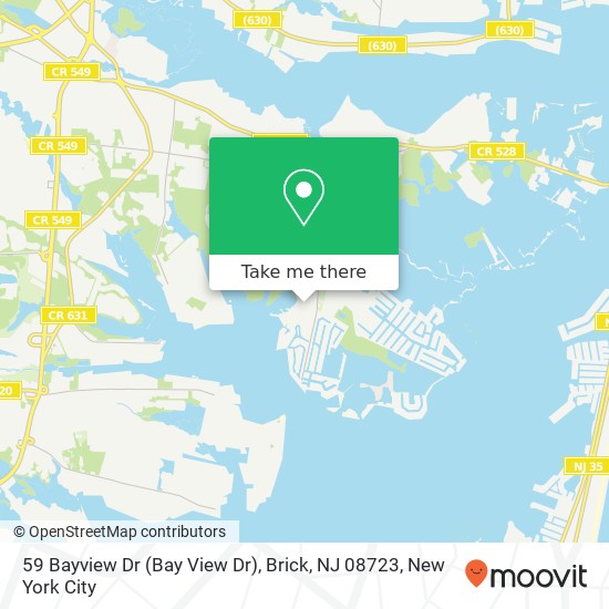 Mapa de 59 Bayview Dr (Bay View Dr), Brick, NJ 08723