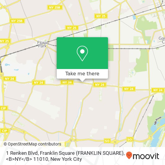 Mapa de 1 Renken Blvd, Franklin Square (FRANKLIN SQUARE), <B>NY< / B> 11010