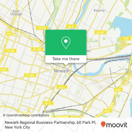 Mapa de Newark Regional Business Partnership, 60 Park Pl