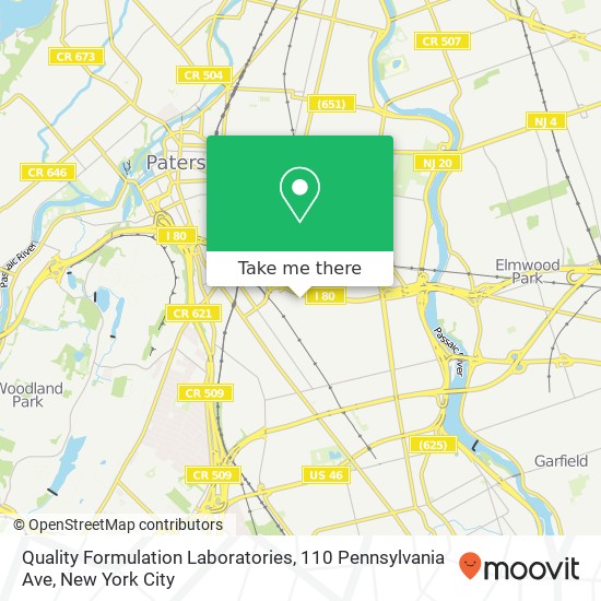 Quality Formulation Laboratories, 110 Pennsylvania Ave map