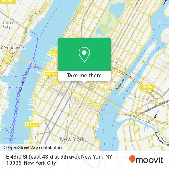 Mapa de E 43rd St (east 43rd st 5th ave), New York, NY 10036