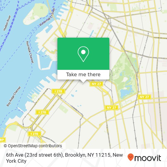 Mapa de 6th Ave (23rd street 6th), Brooklyn, NY 11215