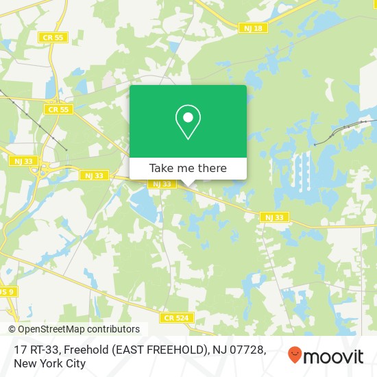 Mapa de 17 RT-33, Freehold (EAST FREEHOLD), NJ 07728