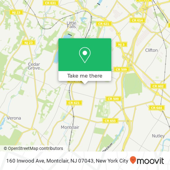 Mapa de 160 Inwood Ave, Montclair, NJ 07043