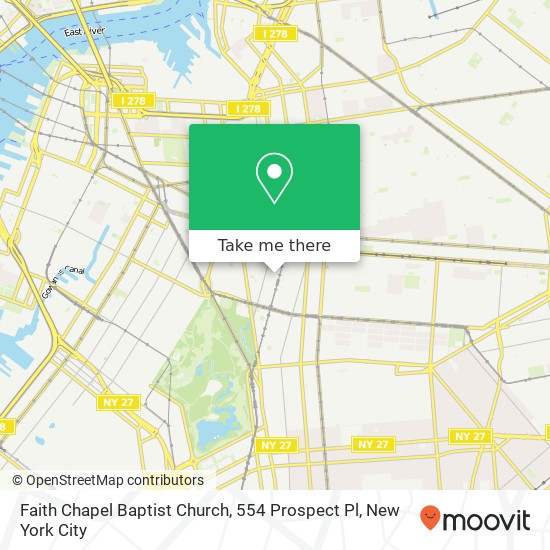 Mapa de Faith Chapel Baptist Church, 554 Prospect Pl