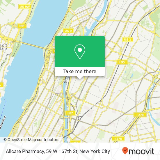 Allcare Pharmacy, 59 W 167th St map