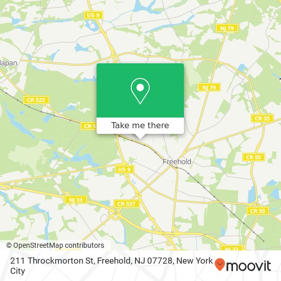 Mapa de 211 Throckmorton St, Freehold, NJ 07728