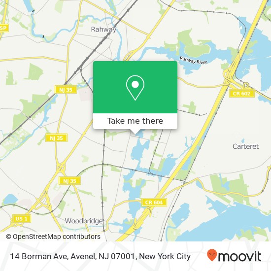 Mapa de 14 Borman Ave, Avenel, NJ 07001