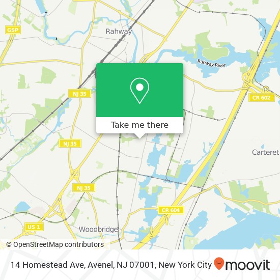 Mapa de 14 Homestead Ave, Avenel, NJ 07001