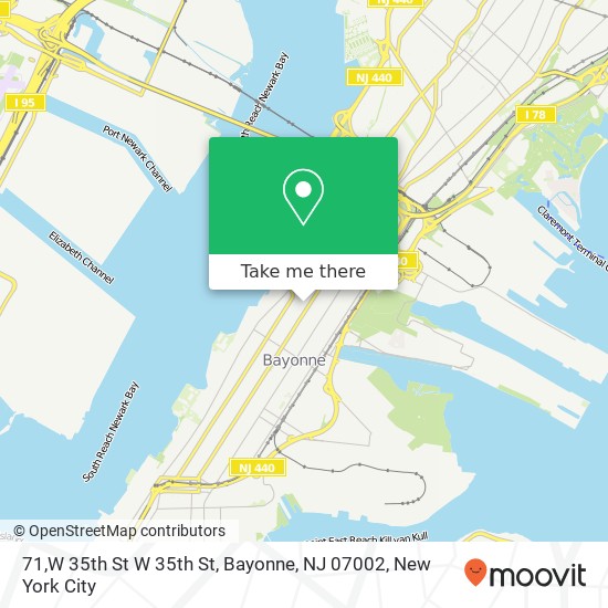 Mapa de 71,W 35th St W 35th St, Bayonne, NJ 07002
