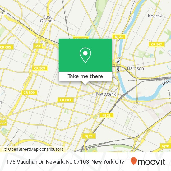 Mapa de 175 Vaughan Dr, Newark, NJ 07103