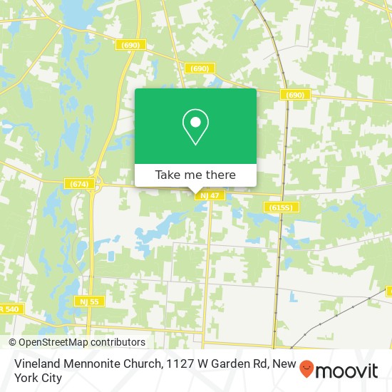 Mapa de Vineland Mennonite Church, 1127 W Garden Rd